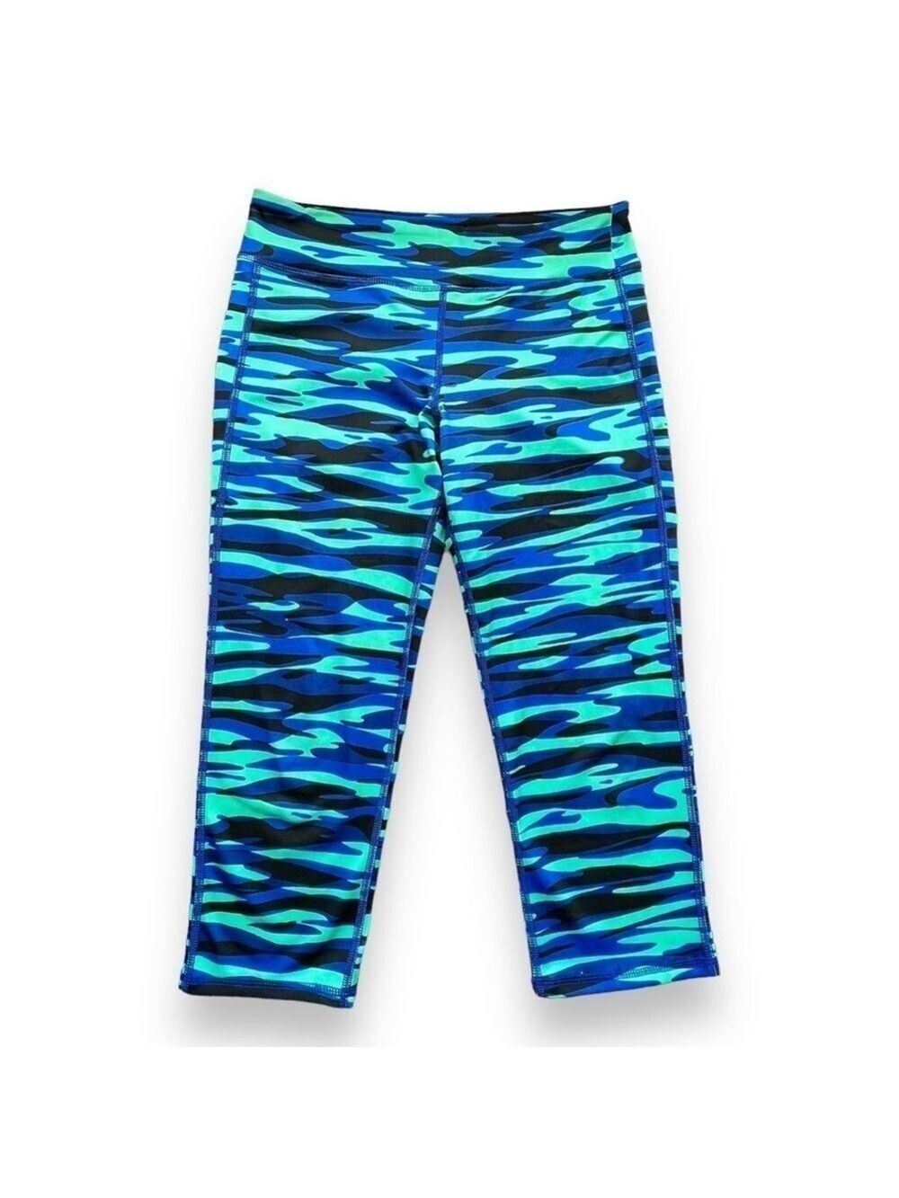 OLD Navy Girl’s Active Go-Dry Cropped Leggings Blue Camo Size XL (14)